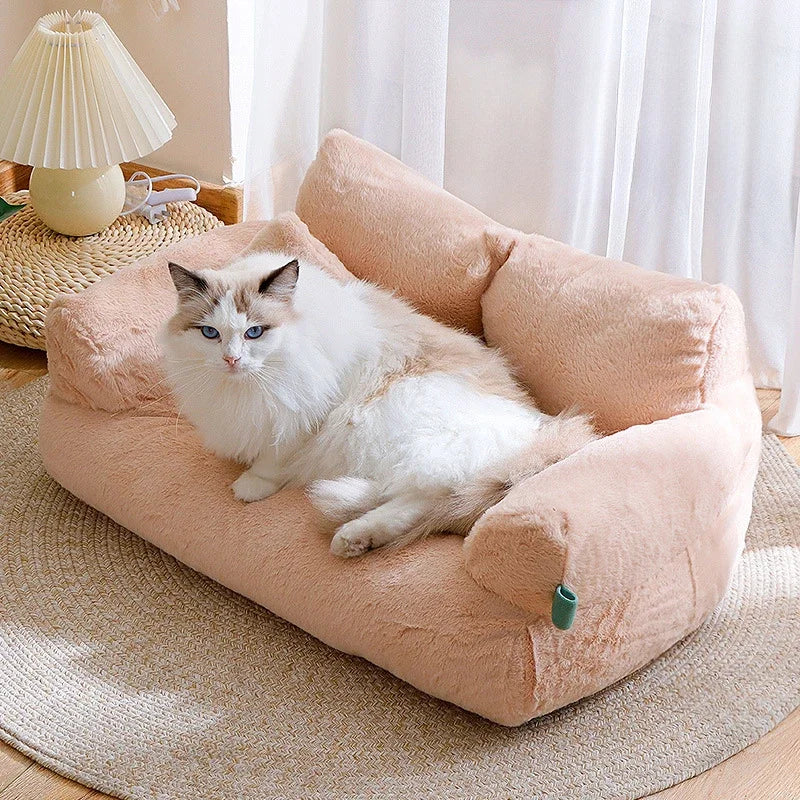 Sofás cama de felpa con forma de gato para el invierno